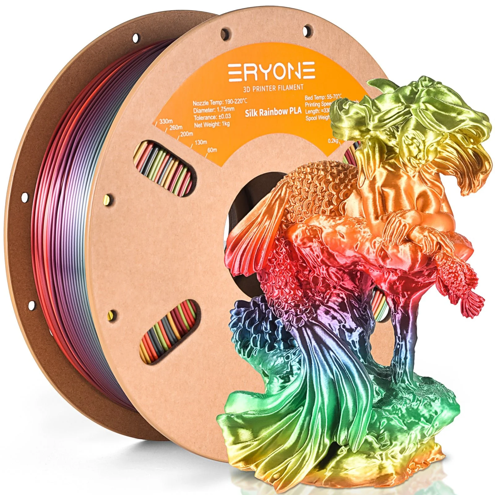 PLA Silk Rainbow Filament - 1.75mm±0.03mm (1kg) - Image 4