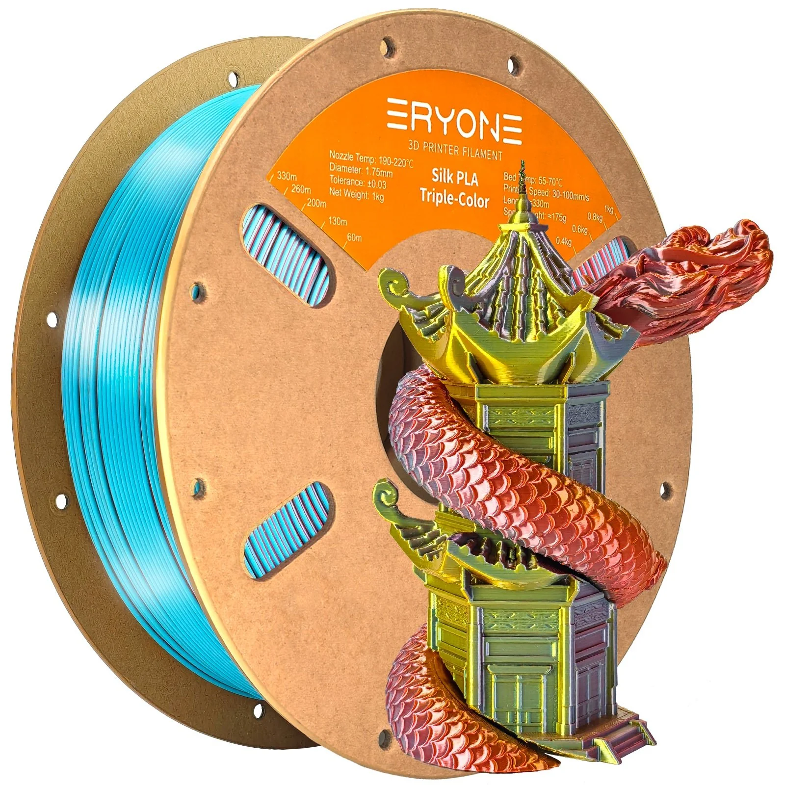 PLA Silk Triple-Color Filament - 1.75mm±0.03mm (1kg) - Image 6